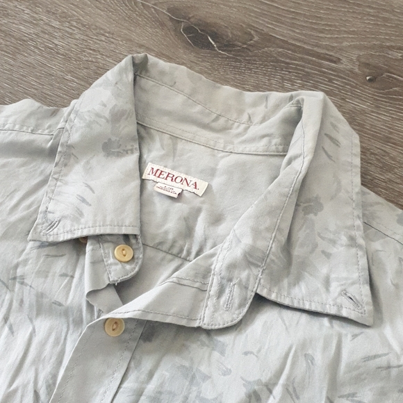Grey tropical casual button down shirt - Picture 3 of 4